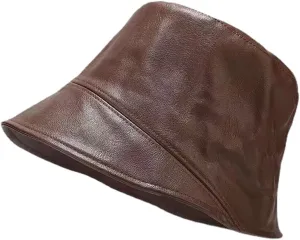 Leather Bucket Hat for Men Women, Packable Sun Hats, Fisherman Outdoor Summer Travel Hiking Beach Caps