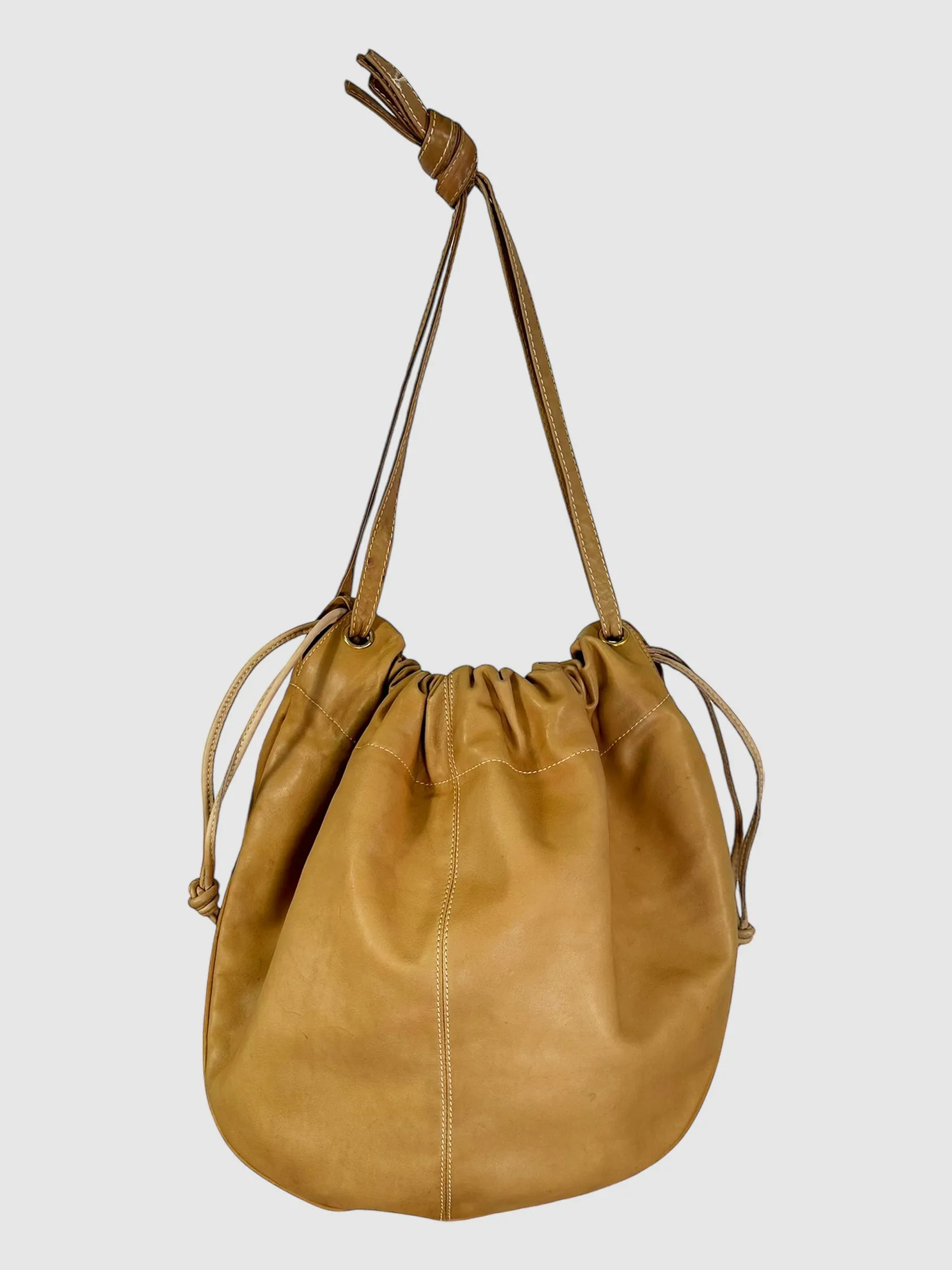 Leather Drawstring Hobo Bag