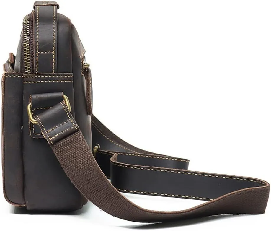 Leather Handbag Vintage Messenger Bag Casual Horizontal Shoulder Bag Business Backpack