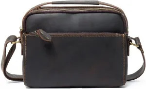 Leather Handbag Vintage Messenger Bag Casual Horizontal Shoulder Bag Business Backpack