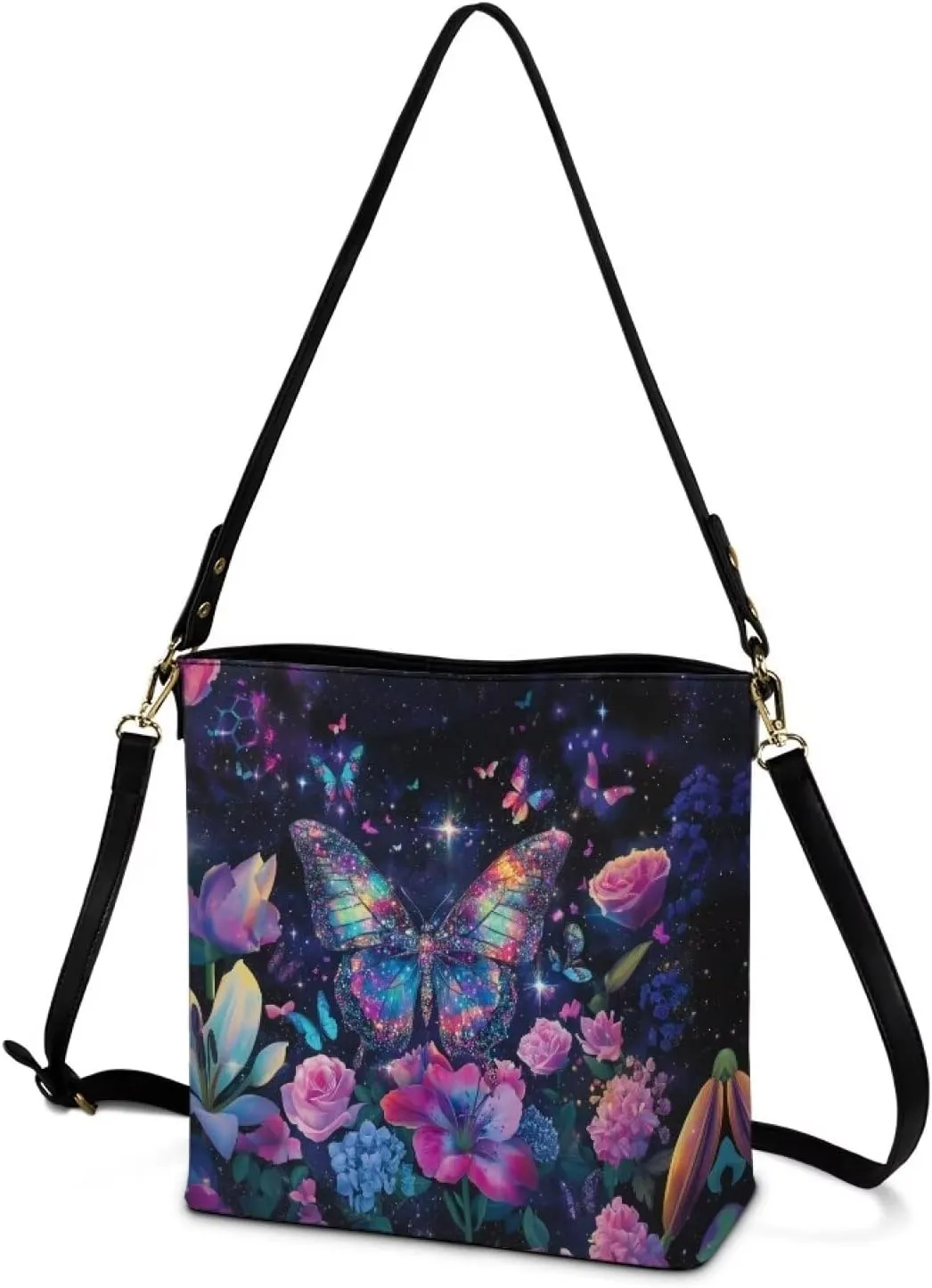 Leather Shoulder Bag Extra Large Bucket Handbags for Women Travel Party with Pockets Tote Purse Bags