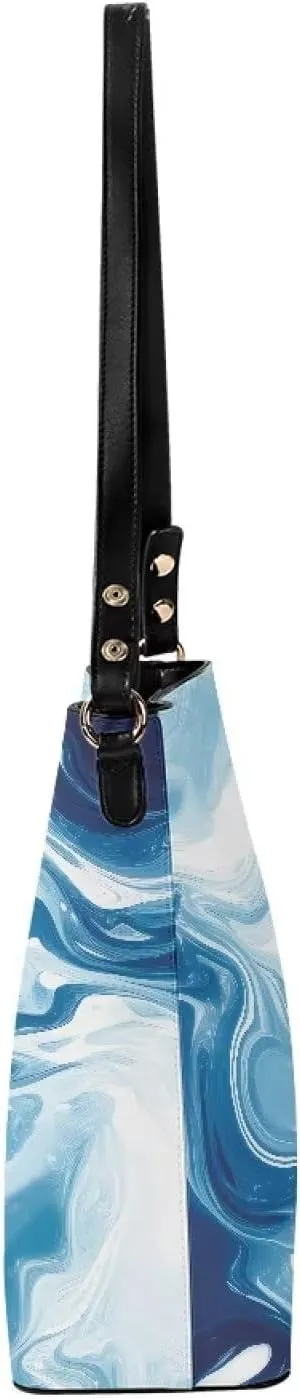 Leather Shoulder Bag Extra Large Bucket Handbags for Women Travel Party with Pockets Tote Purse Bags