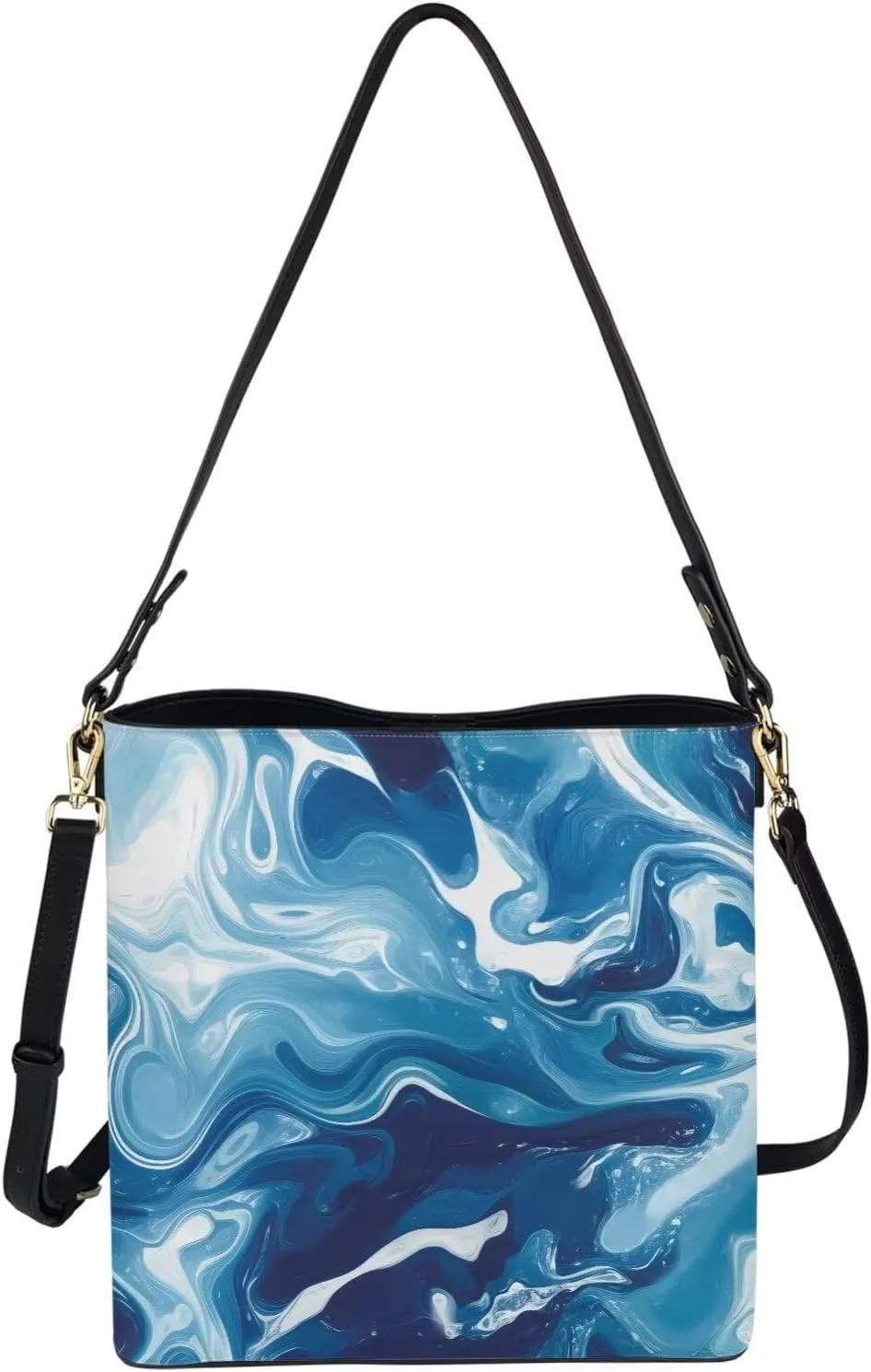 Leather Shoulder Bag Extra Large Bucket Handbags for Women Travel Party with Pockets Tote Purse Bags