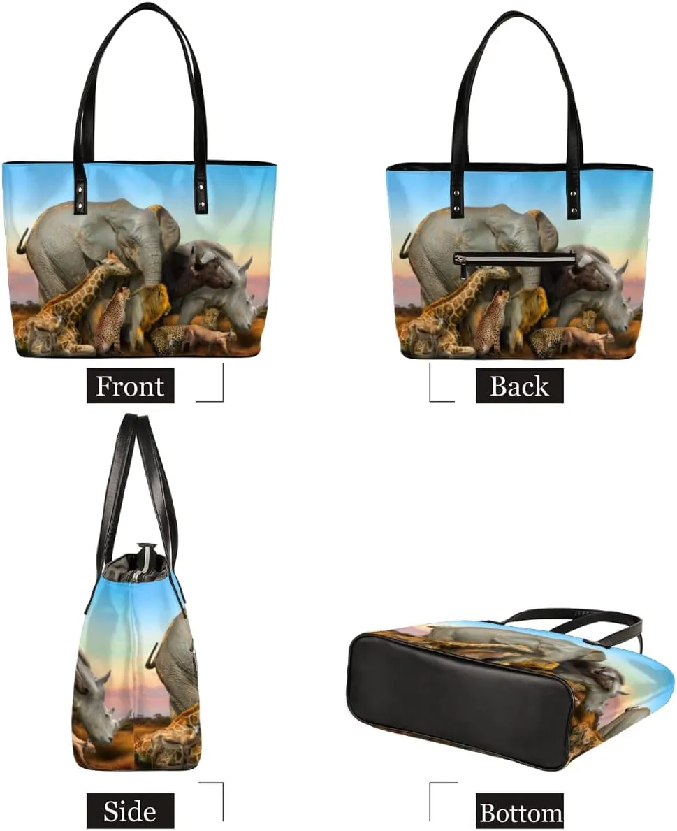 Leather Tote Bag for Women Fashion Shoulder Bag Purses and Handbags Large Capacity Satchel Bags for Work Travel