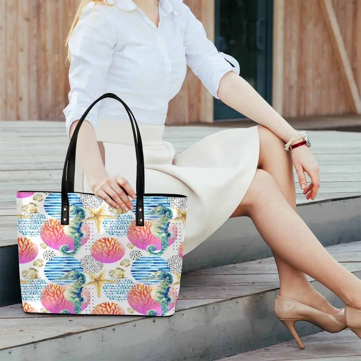 Leather Tote Bag for Women Fashion Shoulder Bag Purses and Handbags Large Capacity Satchel Bags for Work Travel