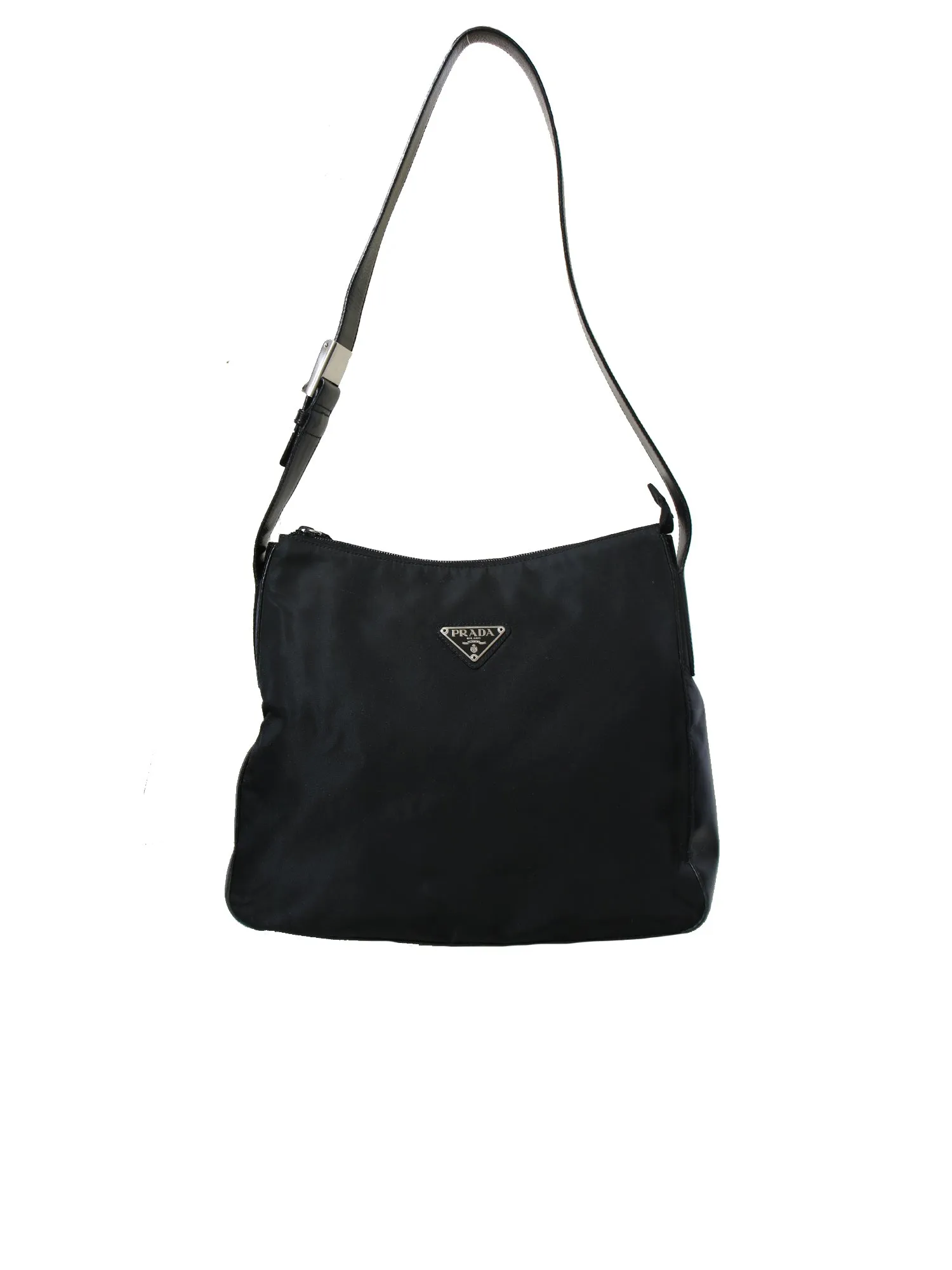 Leather-Trimmed Tessuto Hobo Bag