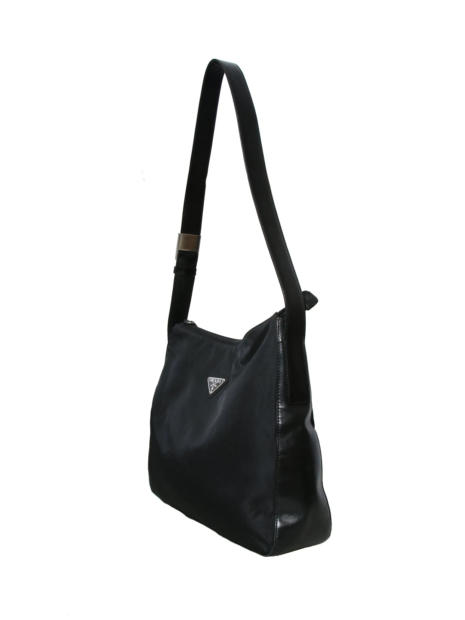 Leather-Trimmed Tessuto Hobo Bag