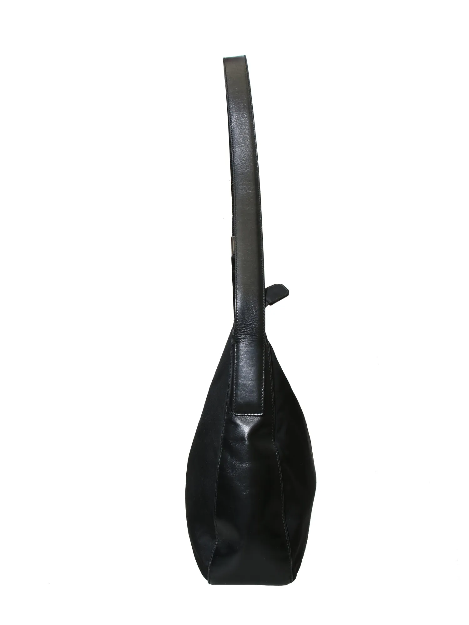 Leather-Trimmed Tessuto Hobo Bag