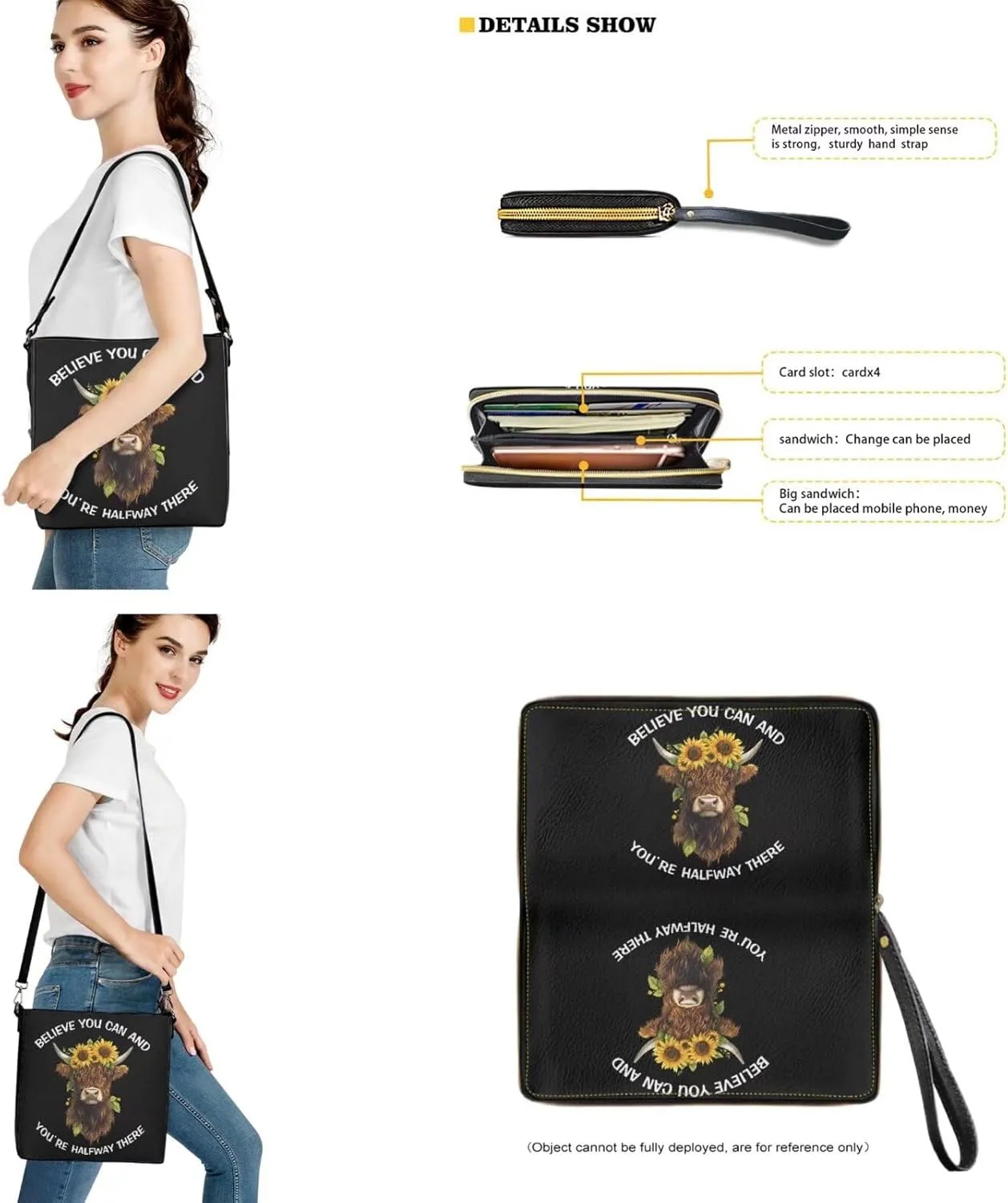 Leather Women Top Handbags Set of 2, Large Satchel Shoulder Purse Crossbody Hobo Bags with Wallet