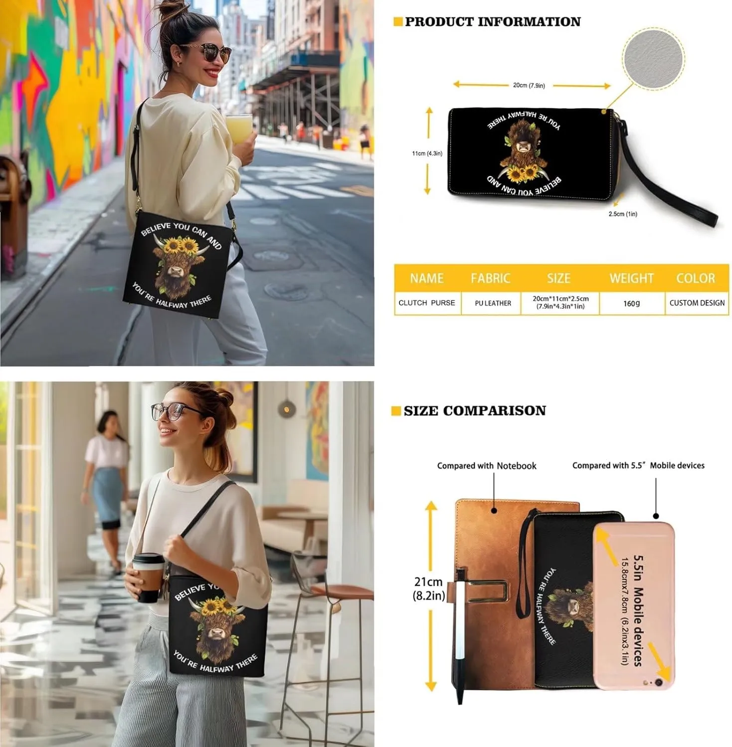 Leather Women Top Handbags Set of 2, Large Satchel Shoulder Purse Crossbody Hobo Bags with Wallet