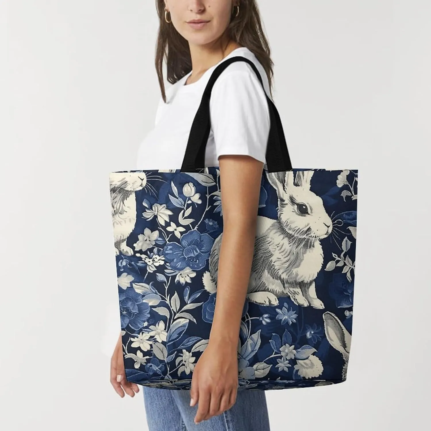 Leaves And Panther Tote Bags, Reusable Grocery Bags, Large Shopping Bag, Shoulder Bag for Women
