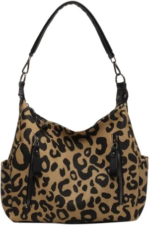 Leopard Print Tote Bag Cheetah Print Hobo Shoulder Bucket Bag Large Leopard Crossbody Handbag and Purse for Women