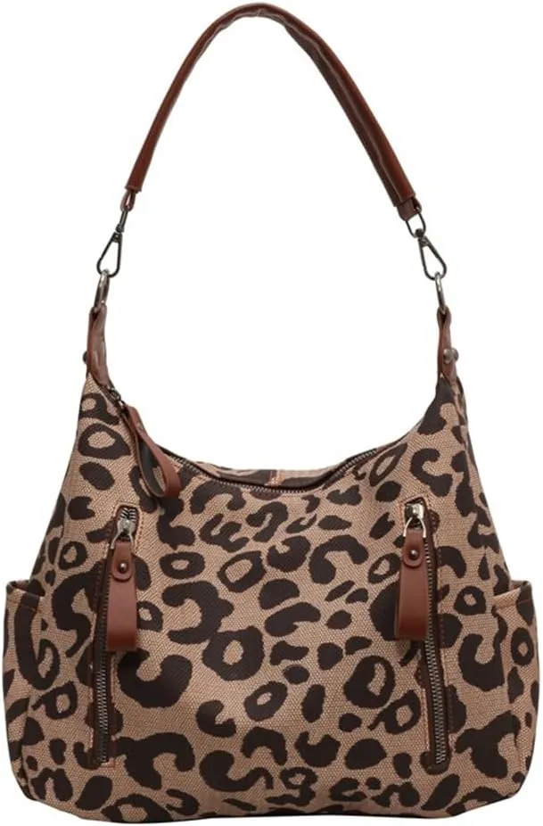 Leopard Print Tote Bag Cheetah Print Hobo Shoulder Bucket Bag Large Leopard Crossbody Handbag and Purse for Women