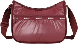 LeSportsac Coastal Cabernet Classic Hobo Crossbody Bag   Cosmetic Bag, Style 7520/Color M217, Sultry Garnet/Burgundy Jewel Tone Specialty Patent, Modern Wide Tonal Zipper, Subtle Shimmer
