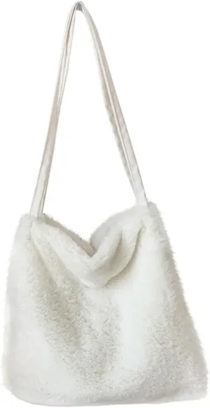 LIFKOME Cute Plush Bag for School Portable Storage Pouch Shoulder Bag for Work School Leisure