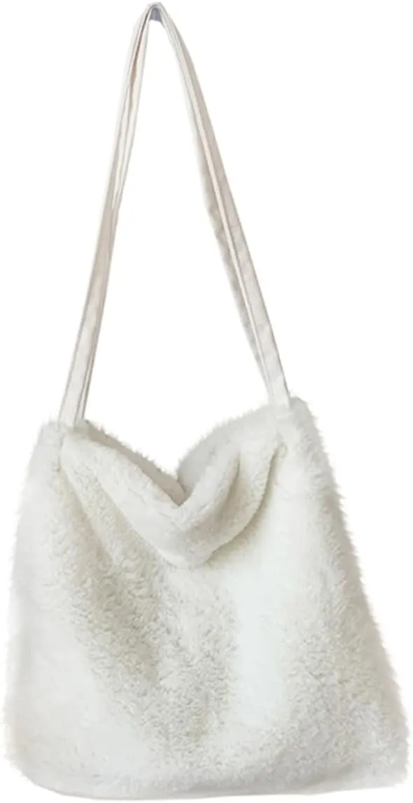 LIFKOME Cute Plush Bag for School Portable Storage Pouch Shoulder Bag for Work School Leisure
