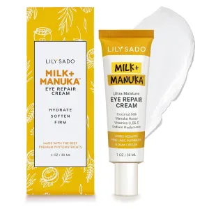 LILY SADO MILK MANUKA™ Eye Repair Cream - Anti-Aging Natural Gentle Formula w/Coconut Milk, Manuka Honey, Sodium Hyaluronate & VITS C, B5 & E - Prevents Puffiness, Under-eye Wrinkles & Eye Bags - 1oz