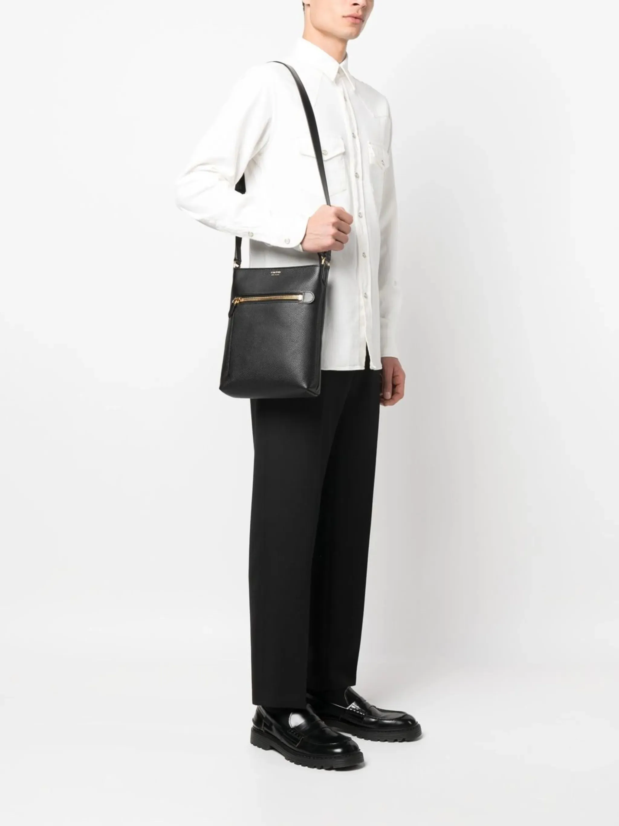 Limited-stock deal grained-texture bag messenger Best-reviewed logo