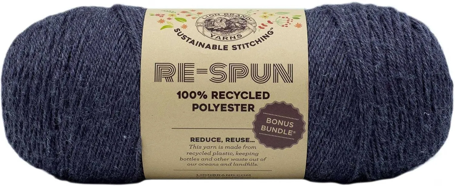Lion Brand Re Spun Bonus Raisin 126-144 (6-Skeins - Same Dye Lot) Worsted Medium #4 Polyester Yarn for Crocheting and Knitting with Project Bag