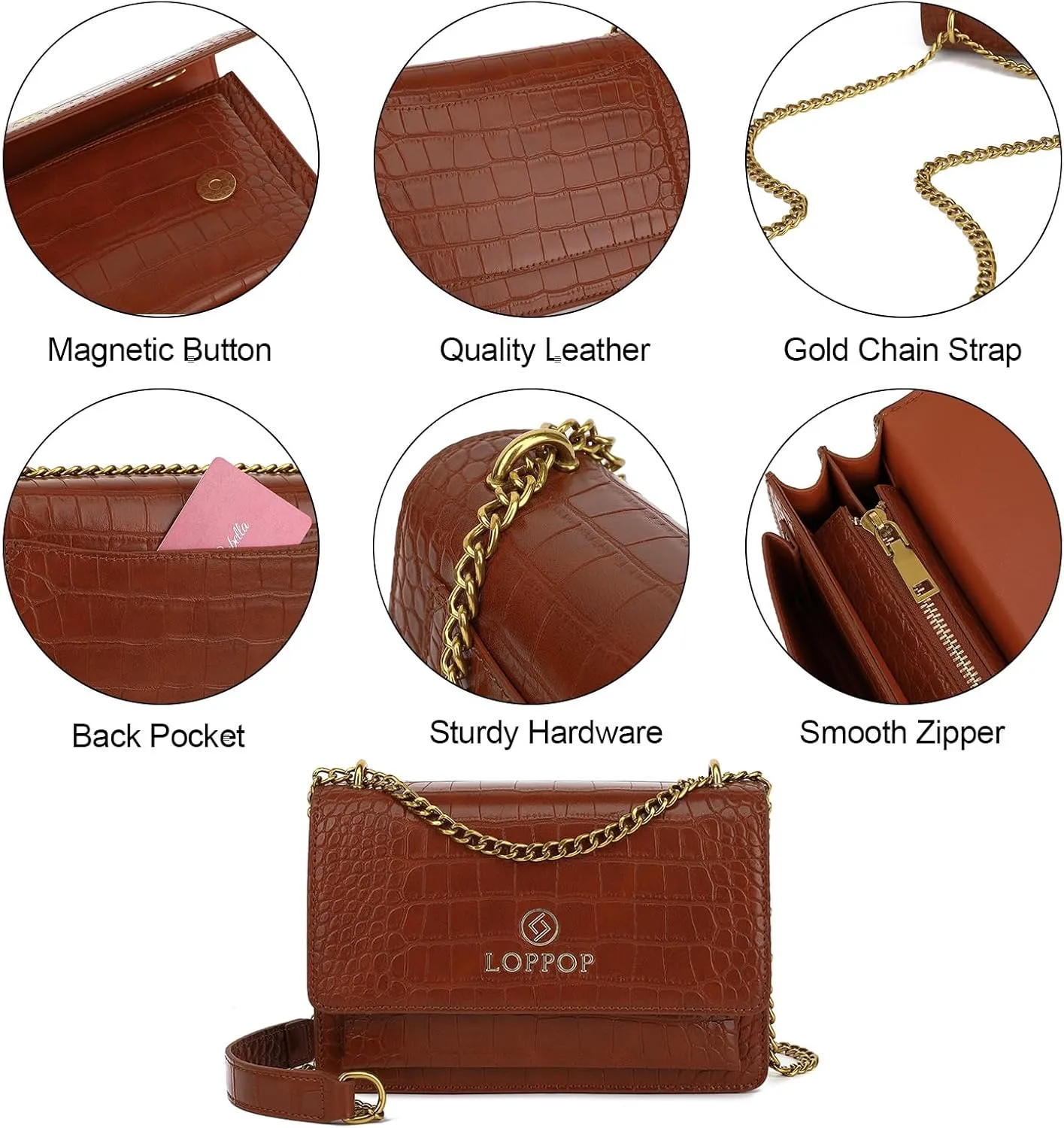 LL LOPPOP Women's Small Classy Crossbody Purse Top Handle Handbags Leather Satchel Bags for Women