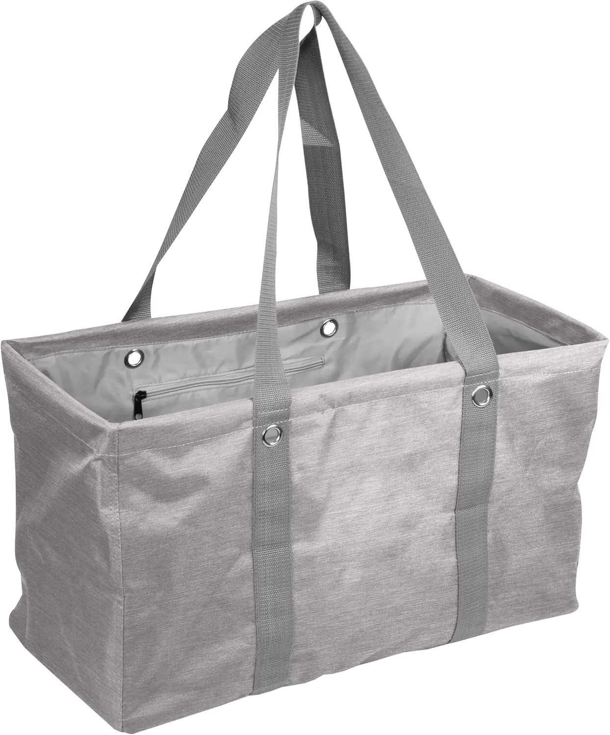 Logo Brands Plain Gray Crosshatch Picnic Caddy – Multipurpose Oversized Tote with Reinforced Handles, and Interior Pocket