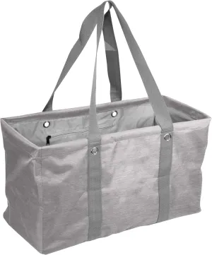Logo Brands Plain Gray Crosshatch Picnic Caddy – Multipurpose Oversized Tote with Reinforced Handles, and Interior Pocket