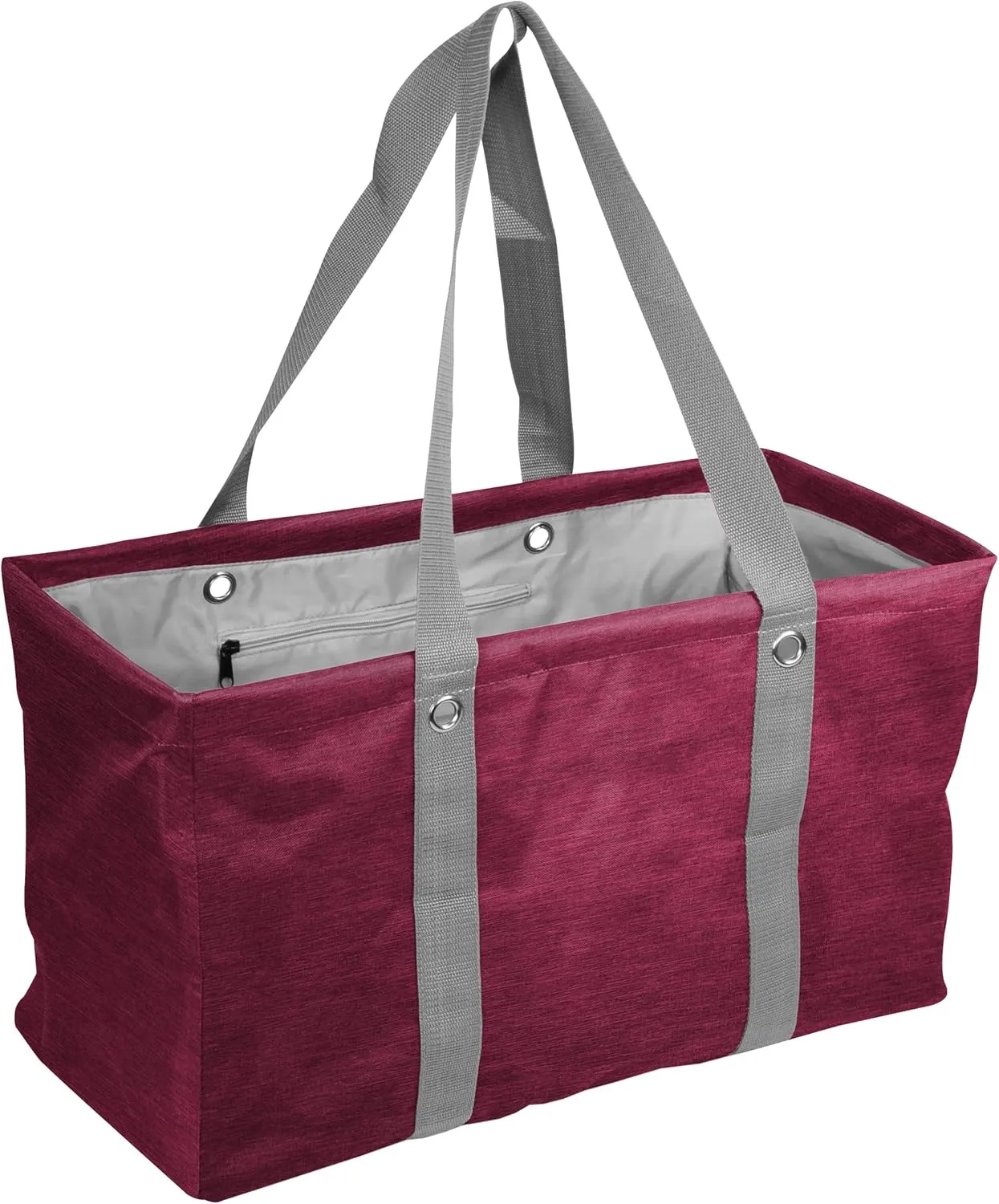 Logo Brands Plain Maroon Crosshatch Picnic Caddy – Multipurpose Oversized Tote with Reinforced Handles, and Interior Pocket