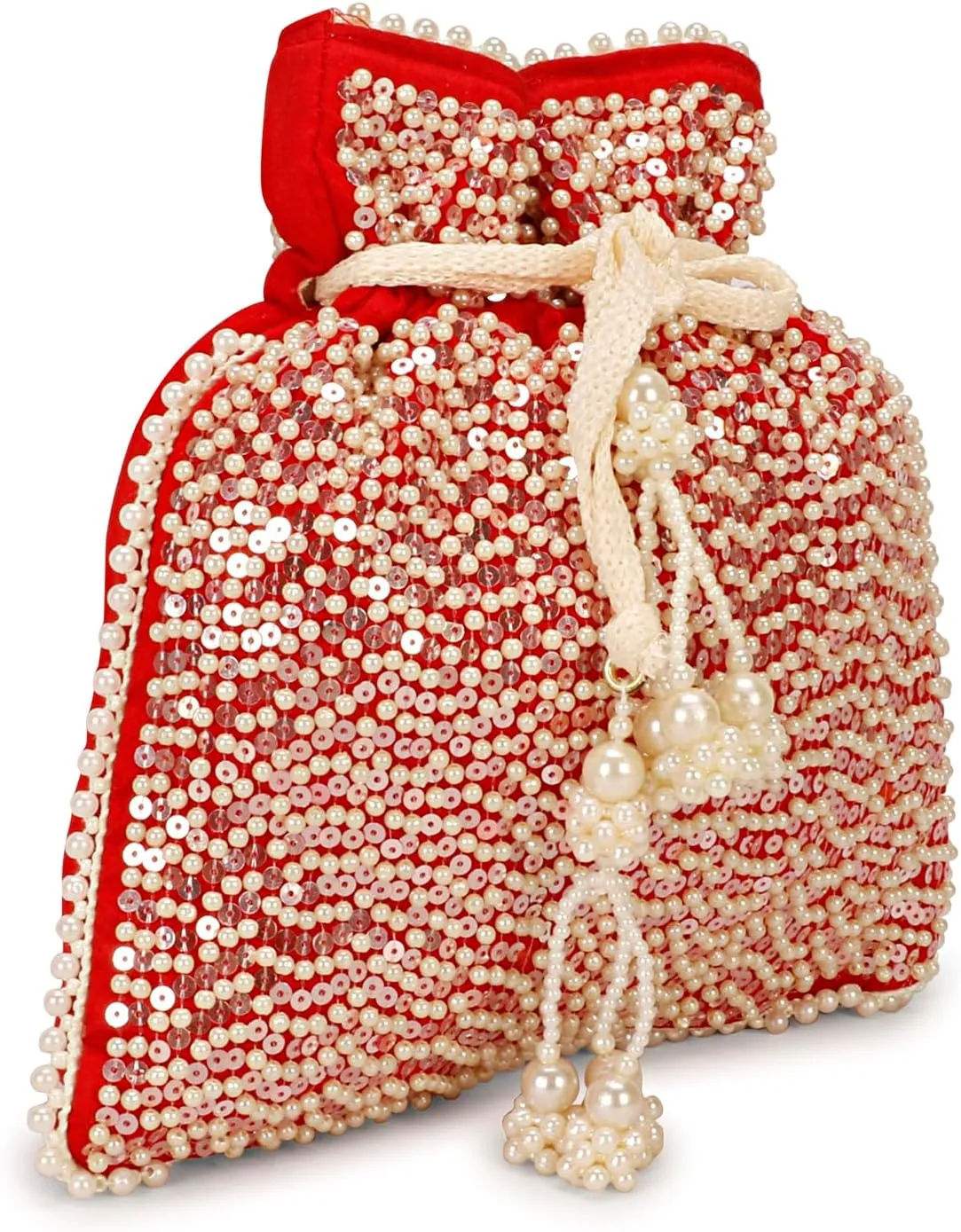 LONGING TO BUY Indian Ethnic Pearls & Sequence Potli Bag for Women, Wedding Potli Bag and For Ethnic Wear Potli Bag