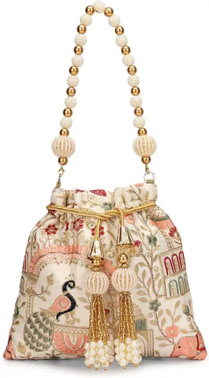 LONGING TO BUY Indian Ethnic Pearls & Sequence Potli Bag for Women, Wedding Potli Bag and For Ethnic Wear Potli Bag