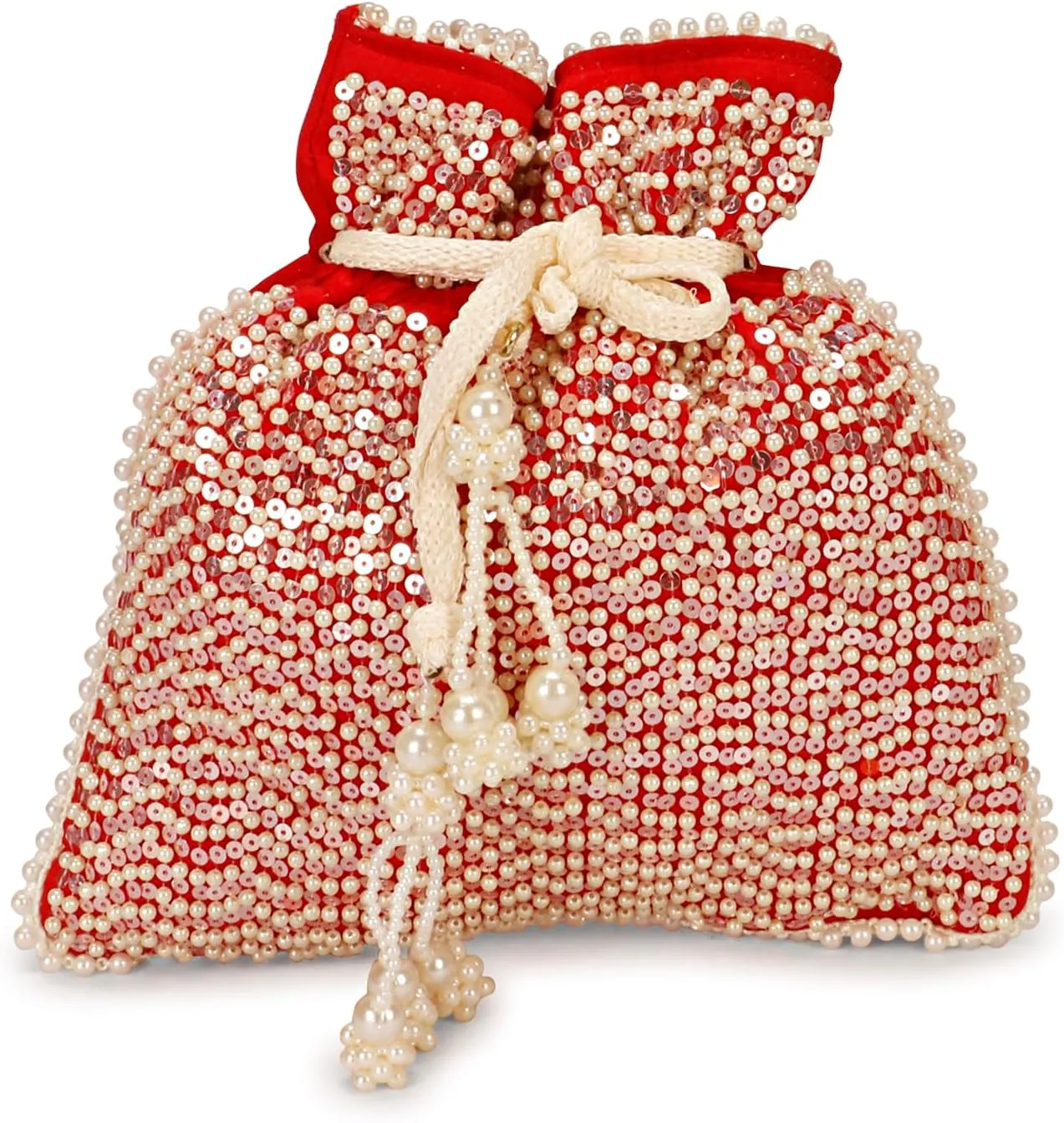 LONGING TO BUY Indian Ethnic Pearls & Sequence Potli Bag for Women, Wedding Potli Bag and For Ethnic Wear Potli Bag