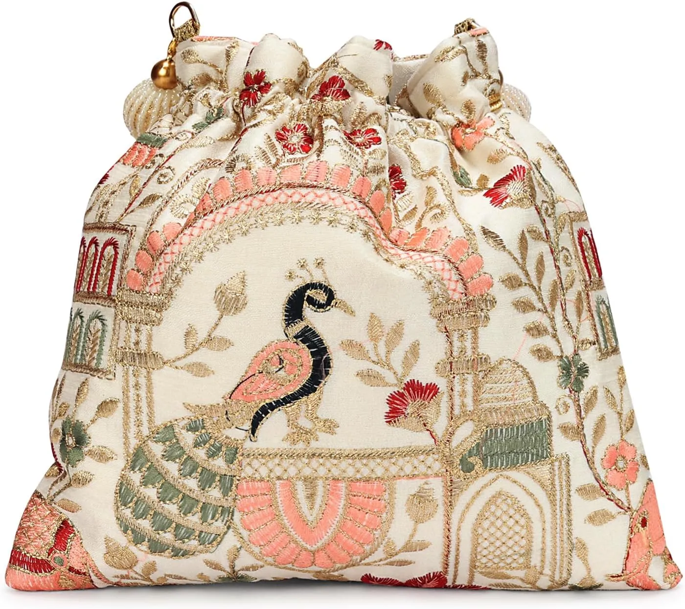 LONGING TO BUY Indian Ethnic Pearls & Sequence Potli Bag for Women, Wedding Potli Bag and For Ethnic Wear Potli Bag