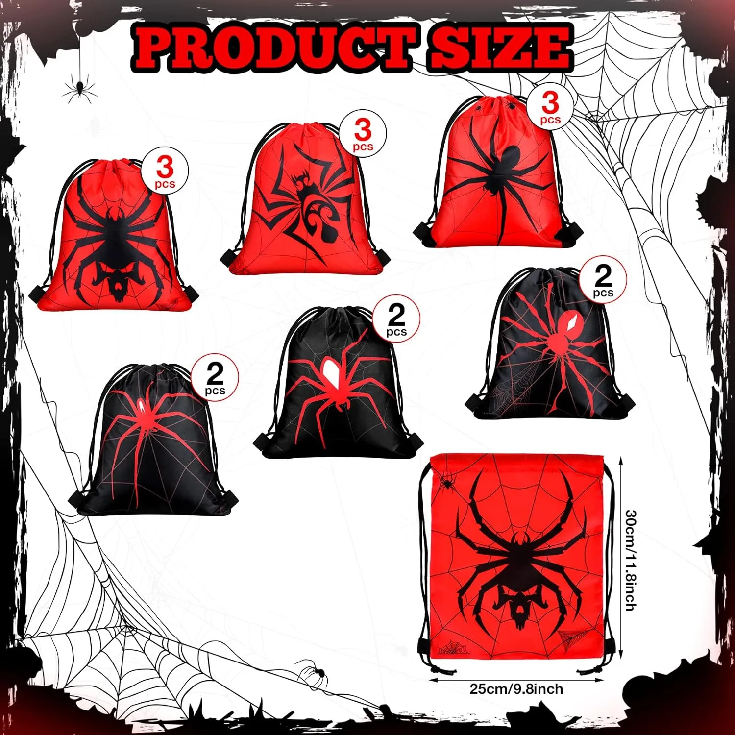 Lothee 24 Pcs Spider Web Drawstring Bags Birthday Party Decoration Goodie Bag Backpack for Birthday Party Supplies (Novel Style)