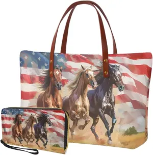 Lotusorchid 2 Pcs Large Tote Handbag with PU Wallet, Women Hand bags Purses, Top Handle Bag Satchel Shoulder Bag