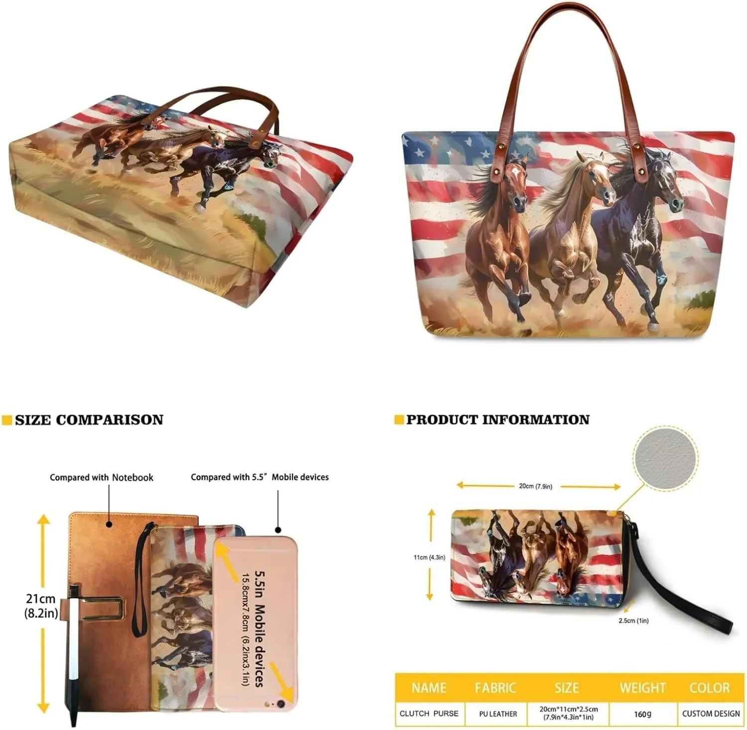 Lotusorchid 2 Pcs Large Tote Handbag with PU Wallet, Women Hand bags Purses, Top Handle Bag Satchel Shoulder Bag