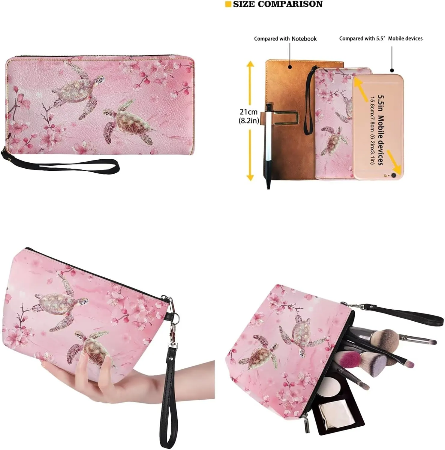 Lotusorchid Top Handle Bag Purse and Wallet Set Large Tote Handbag Satchel Purse with Leather Cosmetic Bag for Women