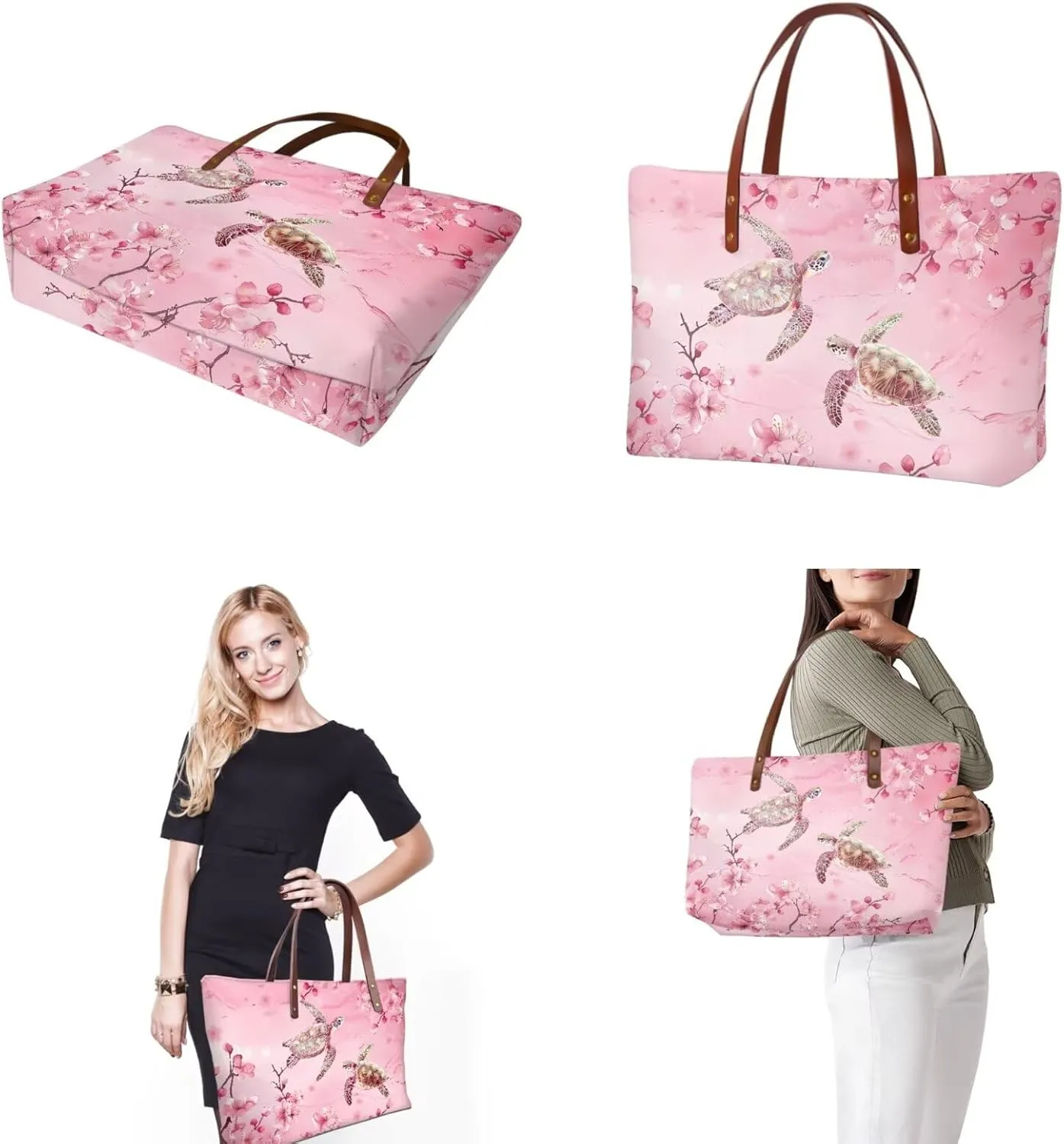 Lotusorchid Top Handle Bag Purse and Wallet Set Large Tote Handbag Satchel Purse with Leather Cosmetic Bag for Women