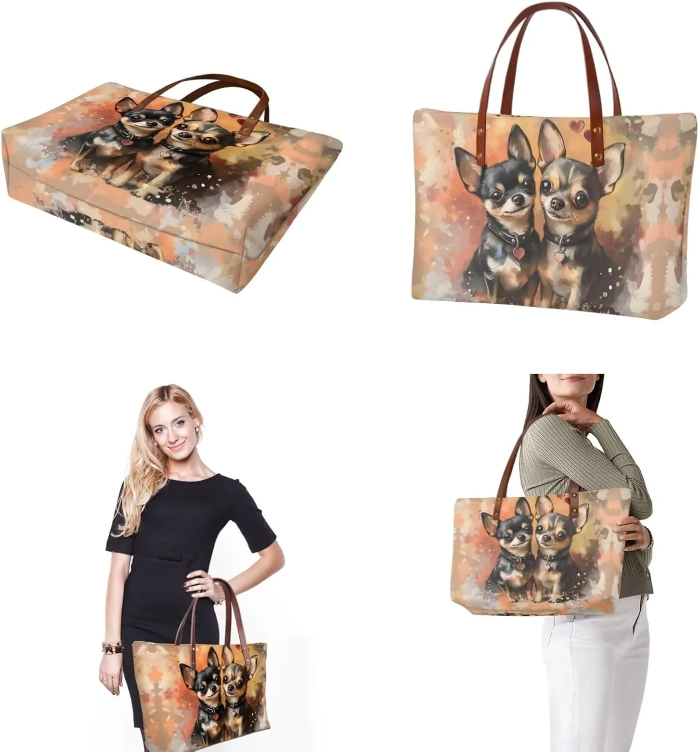 Lotusorchid Top Handle Bags for Women, Tote Shoulder Bag Satchel Handbag with Leather Cosmetic Bag Wallet for Mom Wife