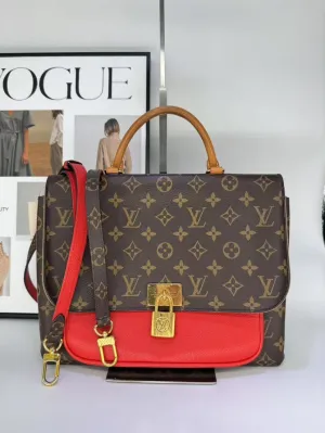 Louis Vuitton Monogram Canvas Red Trim Handbag Medium