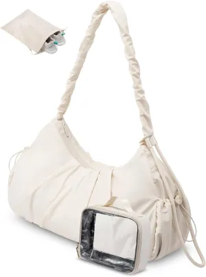 LOVEVOOK Gym Bag for Women,Sports Duffel Bag,Weekender Travel Bag With Wet Pocket, Water Resistant Sports Gym Tote Bags with Hidden Yoga Mat Holder- Beige