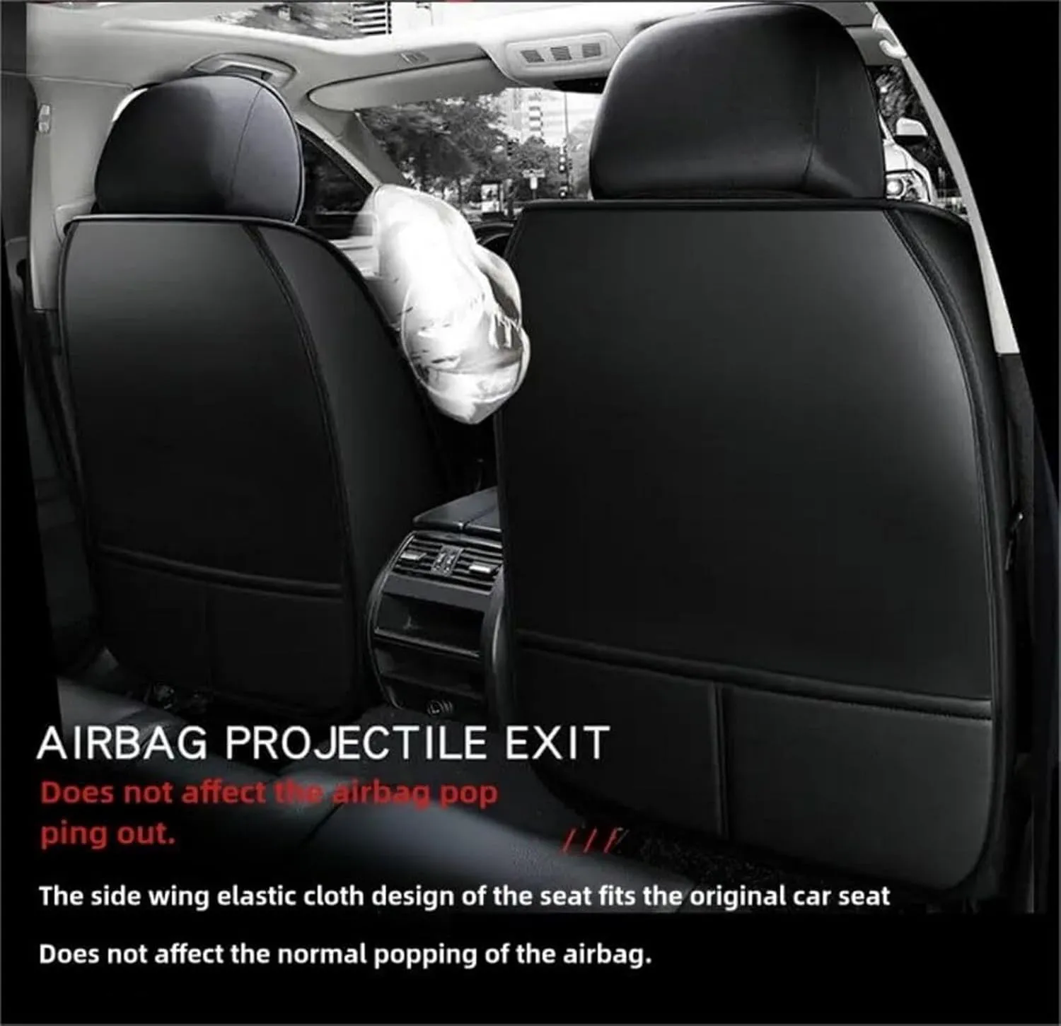 Luxury Leather Car Seat Covers, Car Seat Covers Full Set, Leather Seat Covers for Ligier JS50 2000-2024, Full Set Seat Protector, Comfortable Breathable Interior Accessories, 5-Seat(Black red)