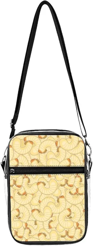 Maggot Beetle Larva Clear Crossbody Bag Stadium Bag Adjustable Side Shoulder Bags Messenger Bag with 2 Compartments