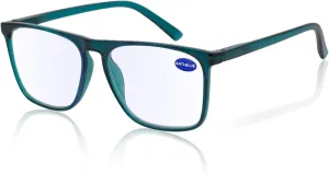 MARE AZZURO Oversized Blue Light Blocking Reading Glasses Men Computer Reader 0 1.00 1.25 1.50 1.75 2.00 2.25 2.50 2.75 3.00 3.50 4.00 5.00 6.00 (Turquoise, 0)