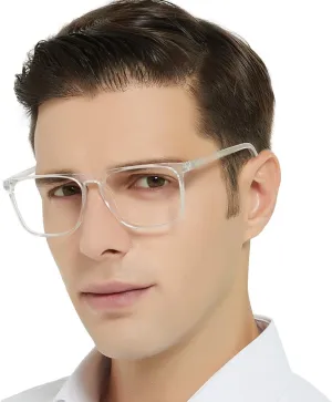 MARE AZZURO Oversized Computer Reading Glasses Men Digital Screen Reader 0 1.0 1.25 1.5 1.75 2.0 2.25 2.5 2.75 3.0 3.5 4.0 5.0 6.0 (Transparent, 0)