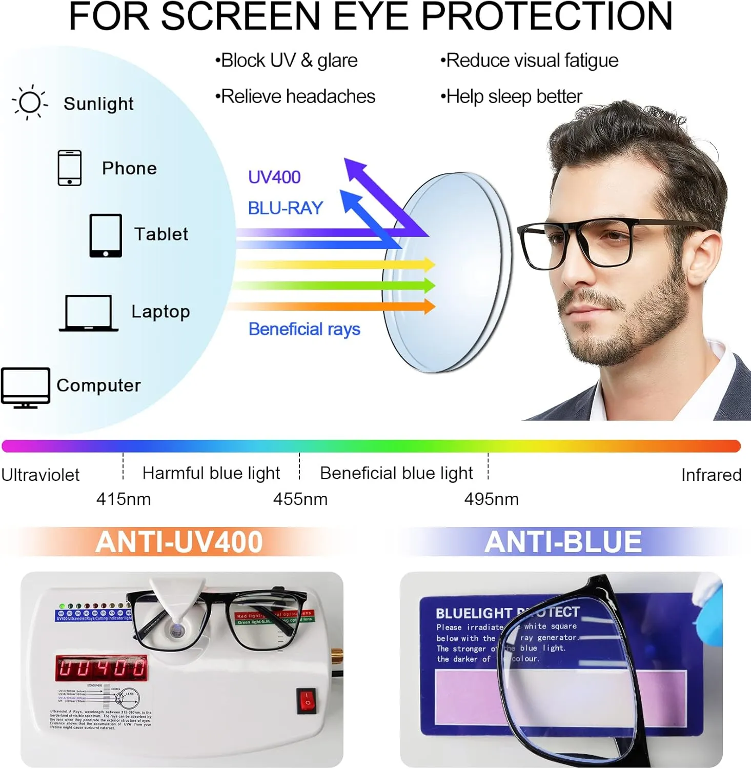 MARE AZZURO Photochromic Reading Glasses Men Blue Light Blocking Oversized Square Readers 1.0 1.5 2.0 2.5 3.0 3.5 4.0