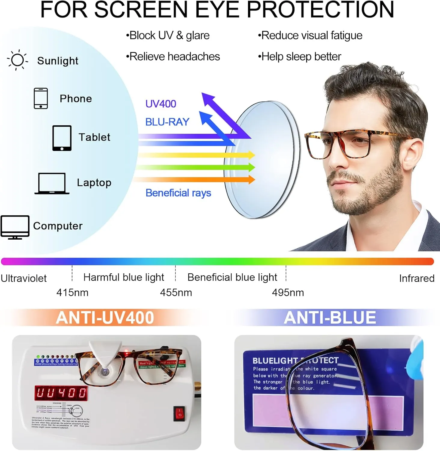 MARE AZZURO Photochromic Reading Glasses Men Blue Light Blocking Oversized Square Readers 1.0 1.5 2.0 2.5 3.0 3.5 4.0