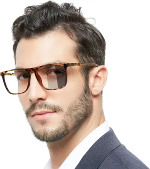 MARE AZZURO Photochromic Reading Glasses Men Blue Light Blocking Oversized Square Readers 1.0 1.5 2.0 2.5 3.0 3.5 4.0
