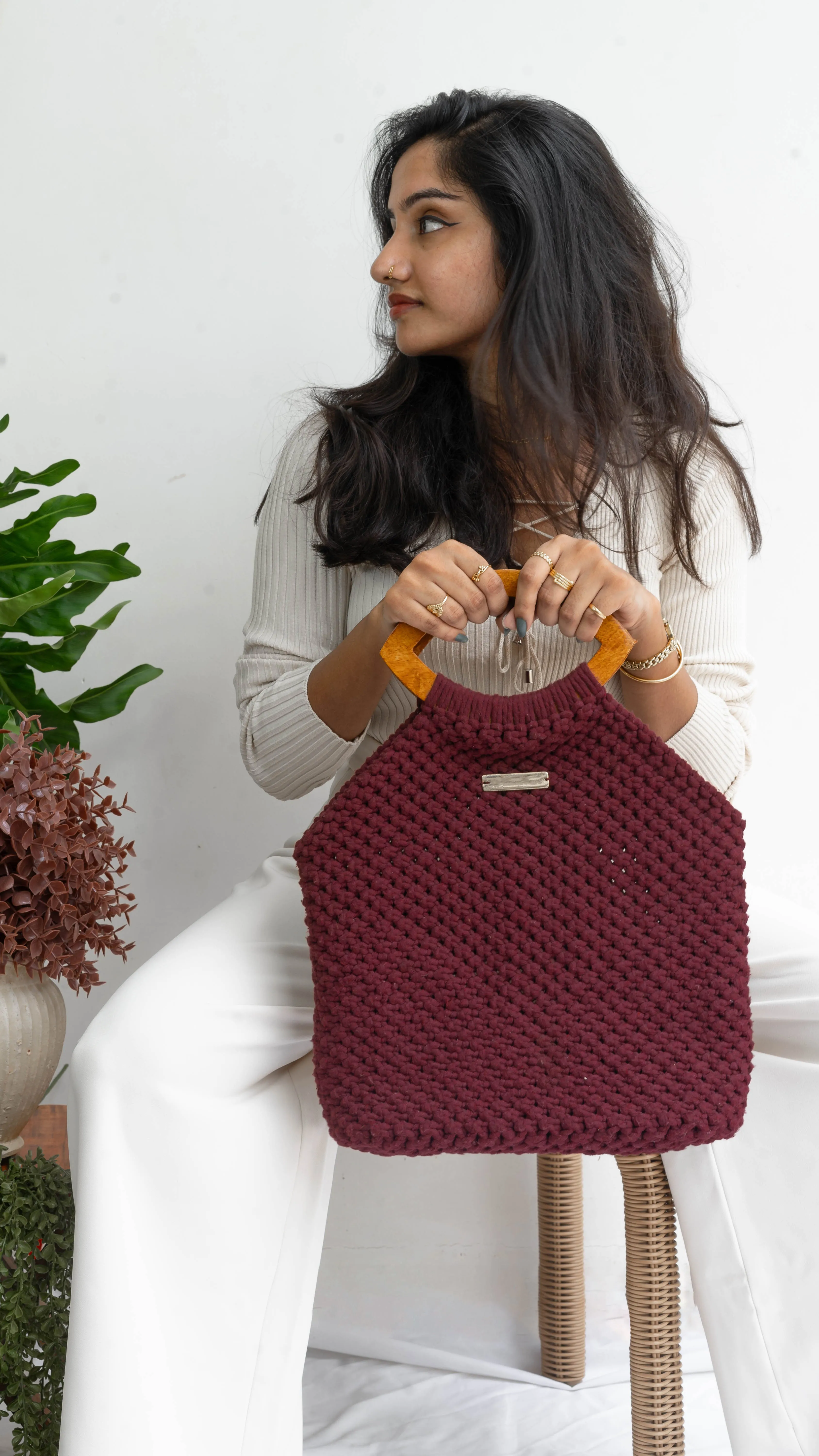Maroon Macrame bag
