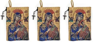 Mary Queen of Heaven & God is Love, Bulk Catholic Icon Coin Purses, Small Fabric Zipper Pouch, Women's Travel Wallet for Phone, Cards, & Change, Clutch Purse for Rosaries & Religious Trinkets