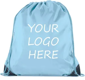 Mato & Hash Custom Bags With Your Logo | Promotional Drawstring Backpack - 50PK Baby Blue CE2500