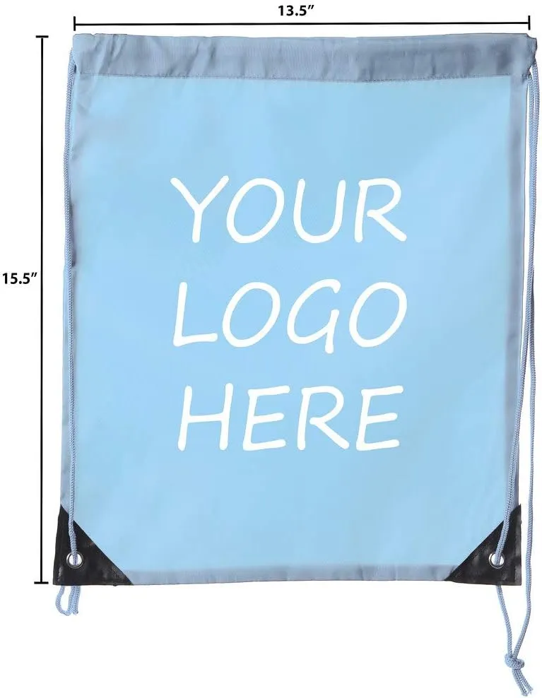 Mato & Hash Custom Bags With Your Logo | Promotional Drawstring Backpack - 50PK Baby Blue CE2500